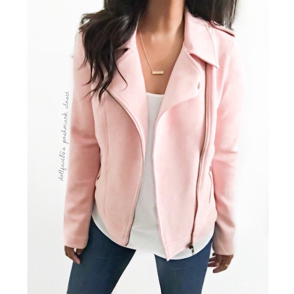 JustFab Jackets & Blazers - NWT Pink Buttery Soft Faux Suede Moto Jacket